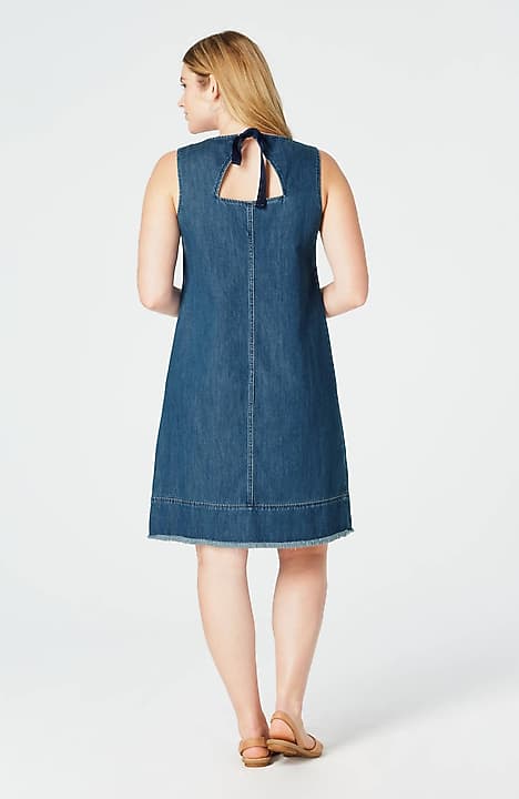 Denim Fringed Hem Dress Jjill
