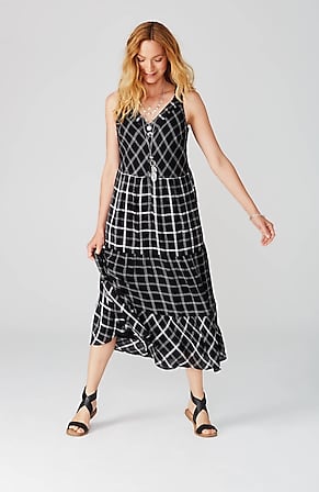 Image for Mixed-Plaid Tiered Dress