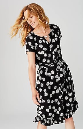 Image for Ruffled-Hem Daisy-Print Dress