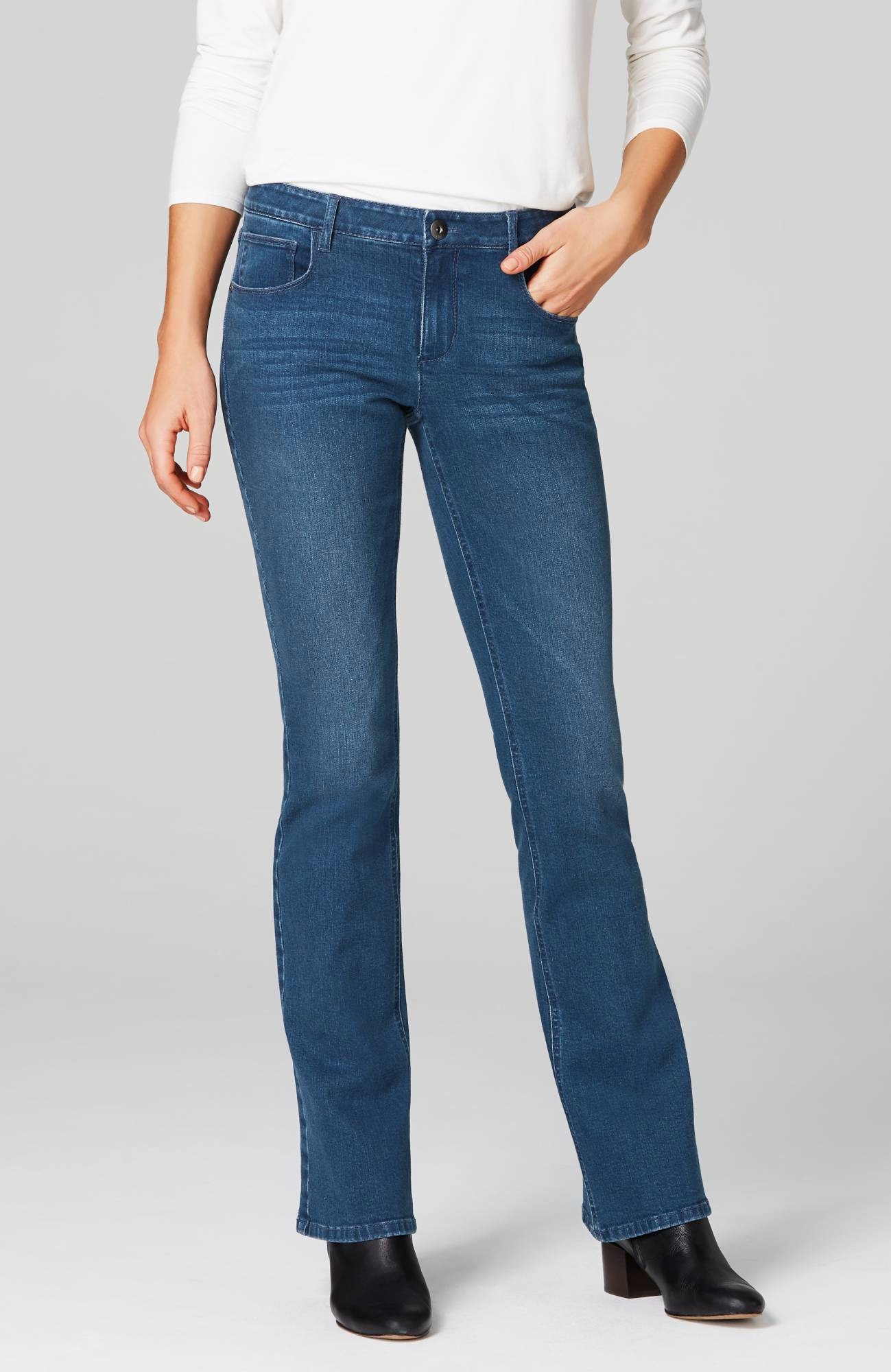 stretchy straight leg jeans