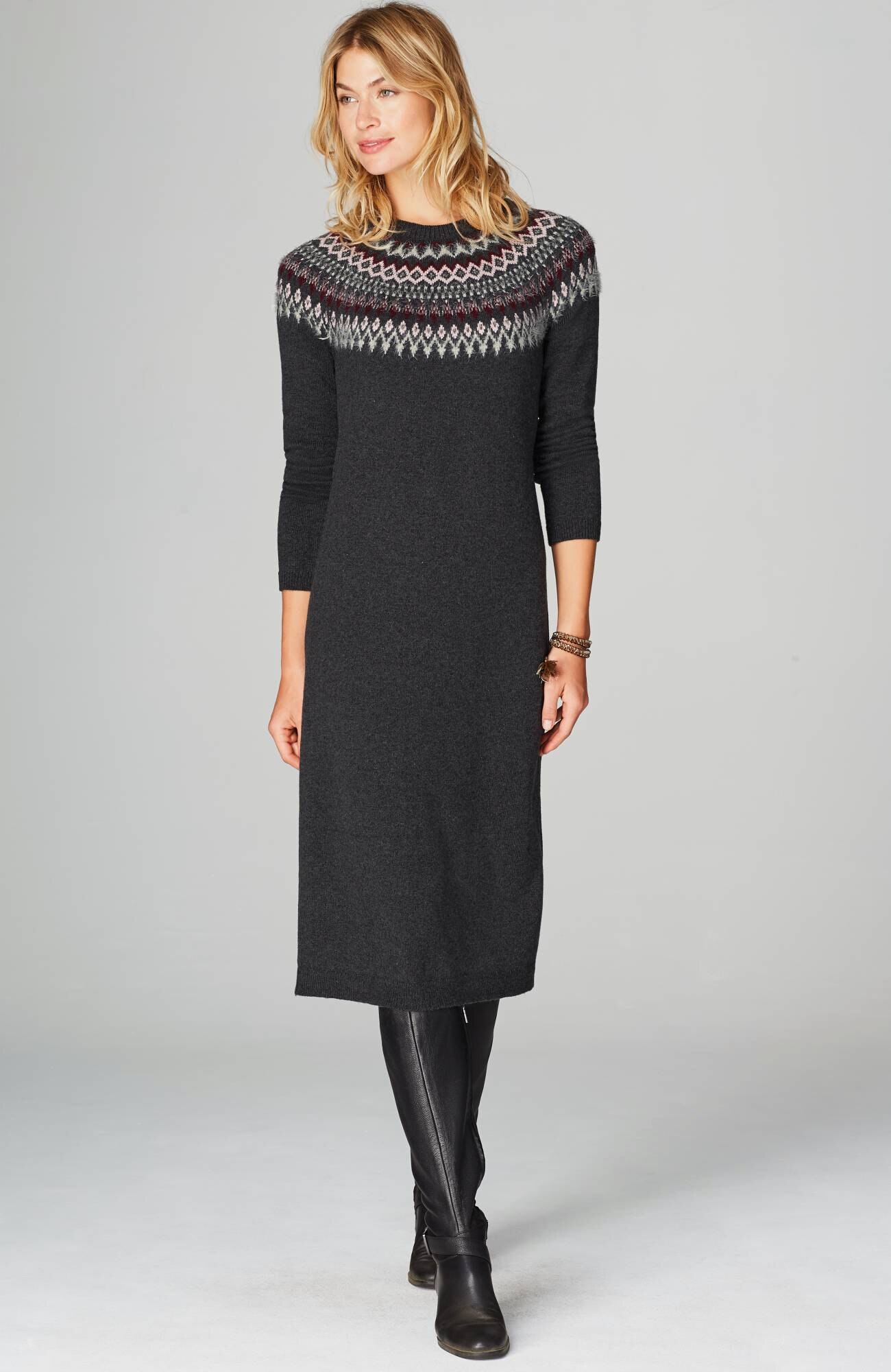 fair isle sweater dress women