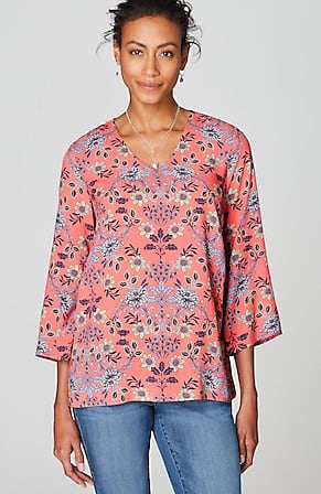 Image for Printed Bell-Sleeve Blouse