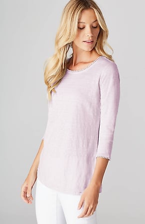 Image for Linen-Knit Scoop-Neck Top