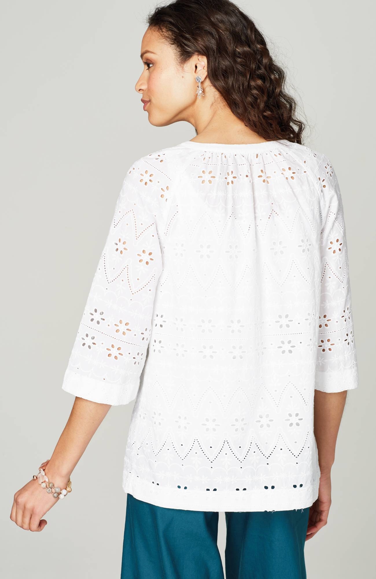 eyelet peasant blouse