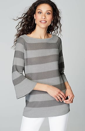 Image for Striped Flounced-Sleeve Sweater