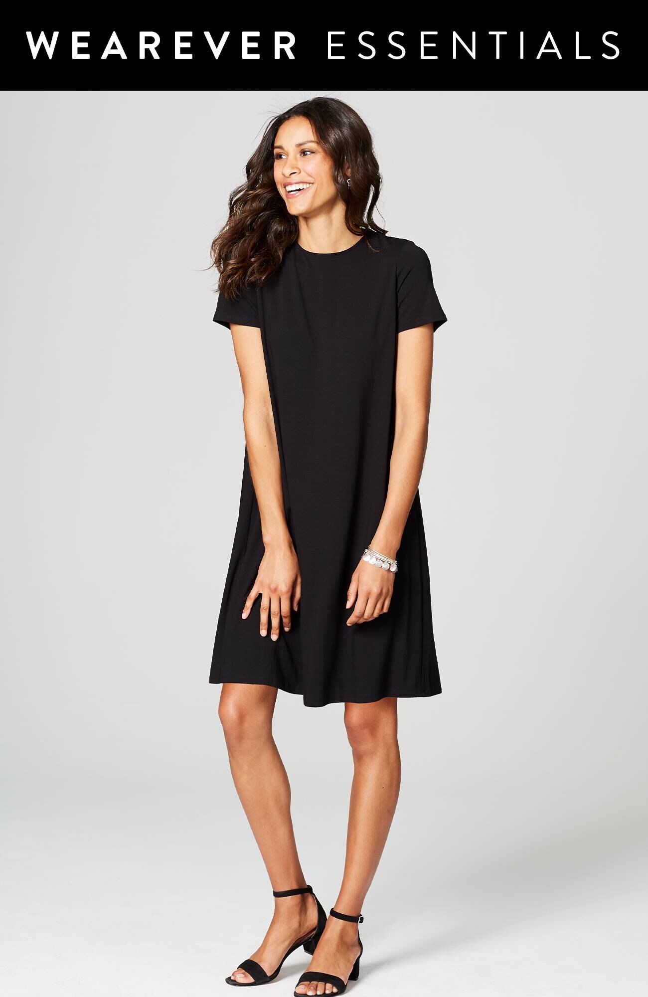 J. Jill, Dresses, Jjill Wearever Collection Stretch 34 Sleeve Black Knee  Length Dress Size Xs