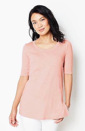 Image for Pima Scoop-Neck Elbow-Sleeve Tee