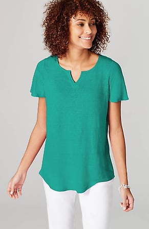 Image for Linen-Knit Ruffled-Sleeve Tee