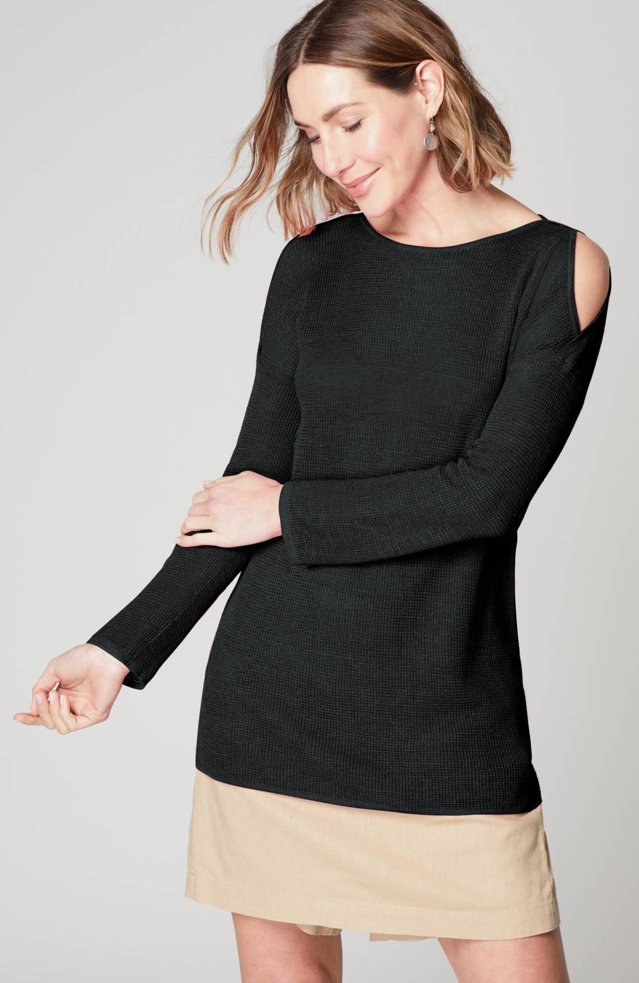 Textured Open Shoulder Sweater Jjill