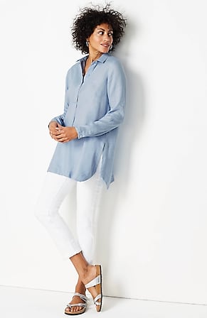 Image for Linen A-Line Dipped-Hem Tunic