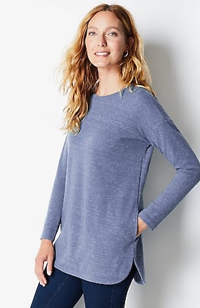 Image for Waffle-Knit Crew-Neck Shirttail Tunic