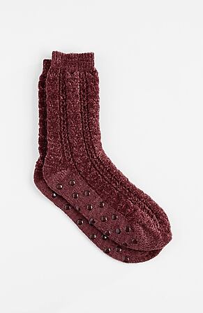 Image for Cable-Knit Chenille Slipper Socks
