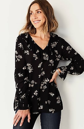 Image for Ruffled V-Neck Floral Top