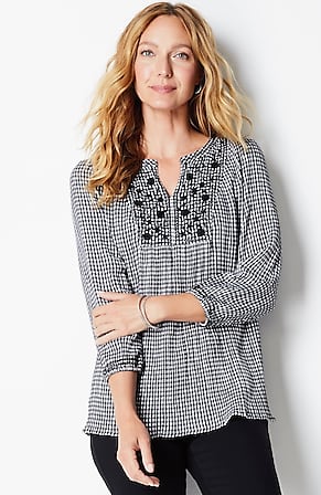 Image for Embroidered Check Top