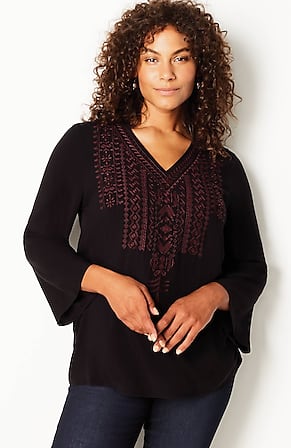 Image for Embroidered Bell-Sleeve Top