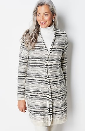 Image for Mixed-Stripes Textured Cardi