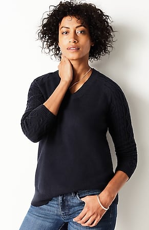 Image for Relaxed Cabled-Sleeve Sweater