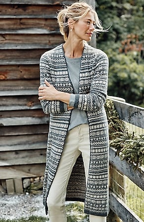 Image for Long Fair Isle Boucle Cardi