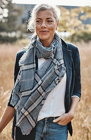 Image for Fringed Plaid Scarf