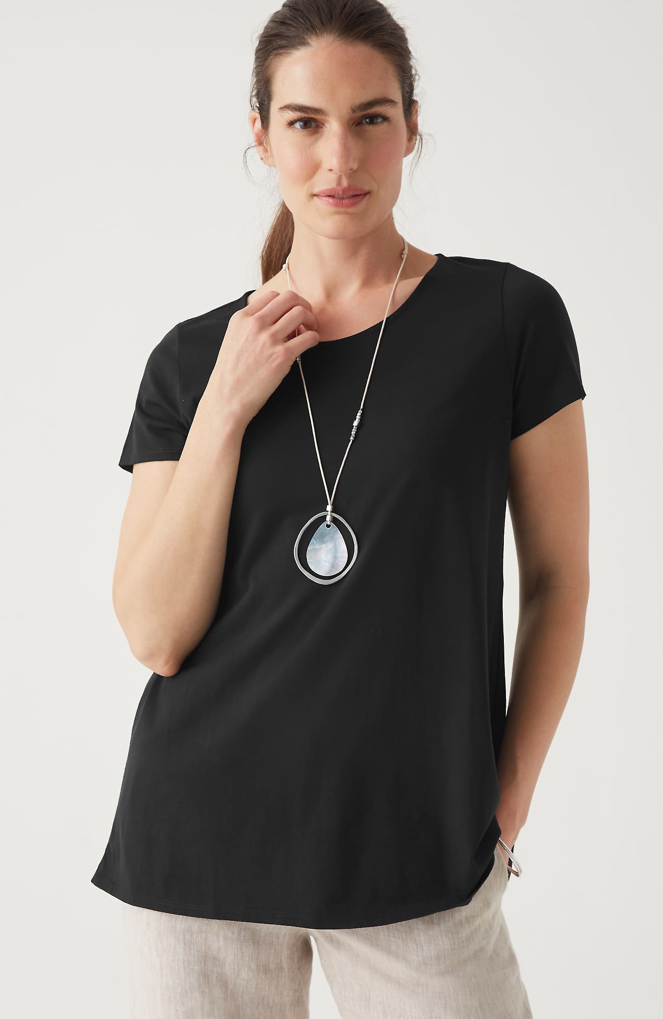 Jjill J.jill Pure Jill Scoop-neck Elliptical Tee In Black