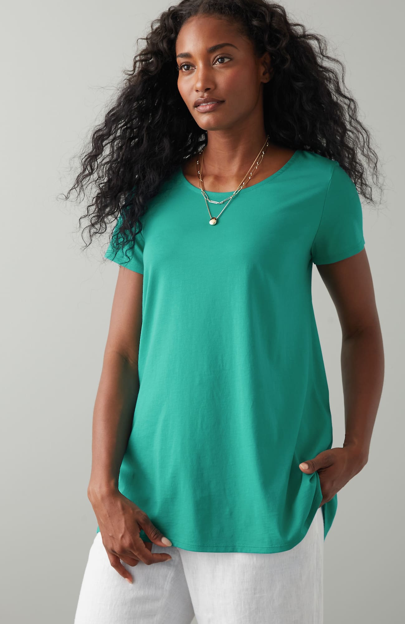 Jjill J.jill Pure Jill Scoop-neck Elliptical Tee In Ocean Breeze
