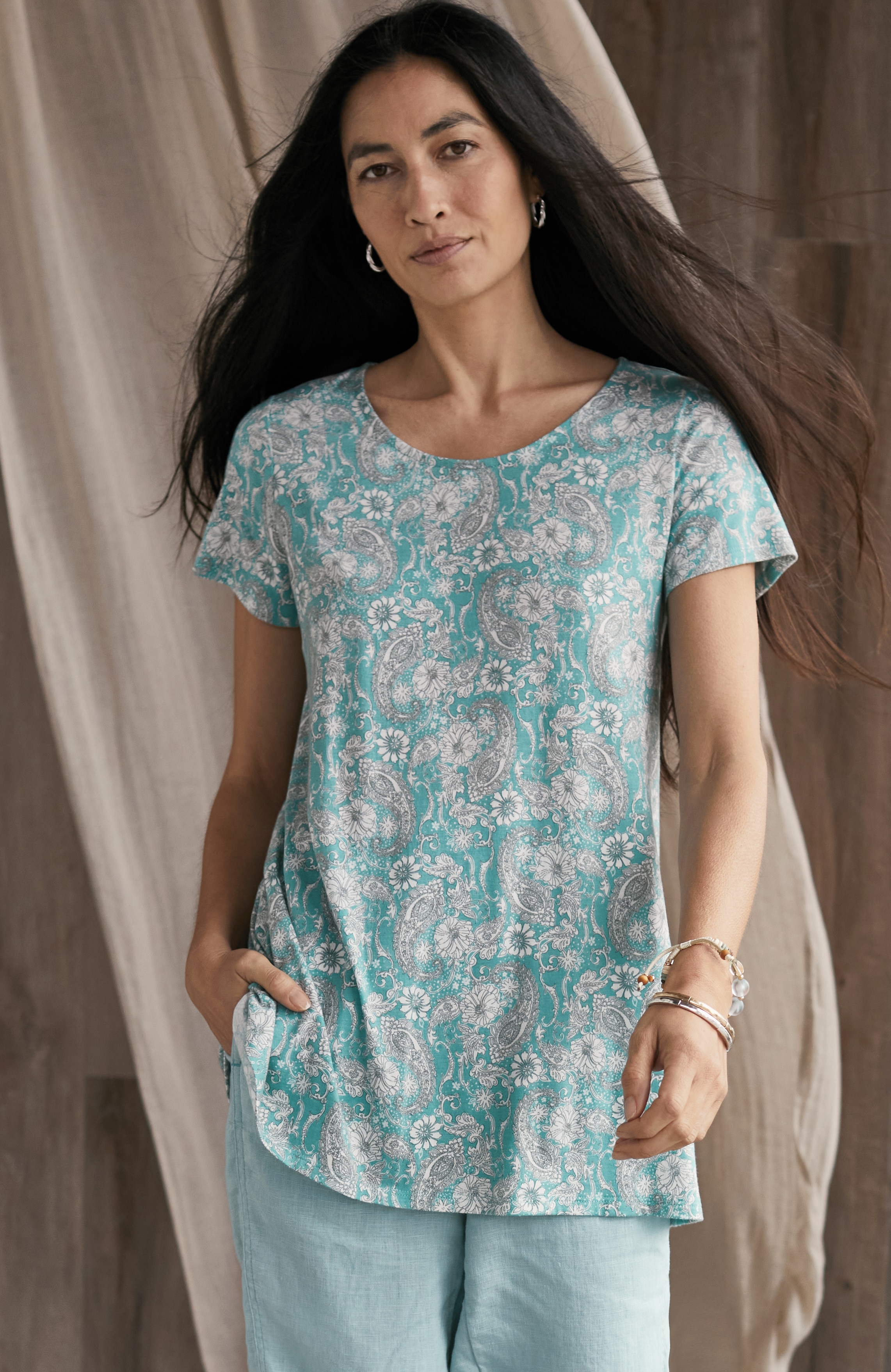 pure jill scoop-neck elliptical tee