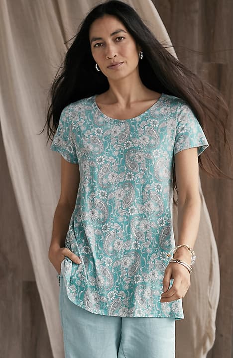 pure jill scoop-neck elliptical tee