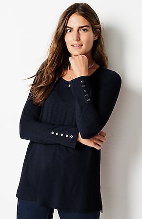 Image for Button-Sleeve High-Low Tunic