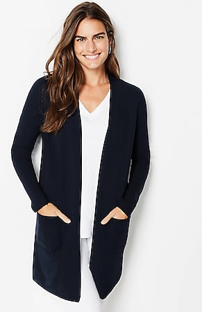 Image for Long Cardi With Ribbed Sleeves and Pockets