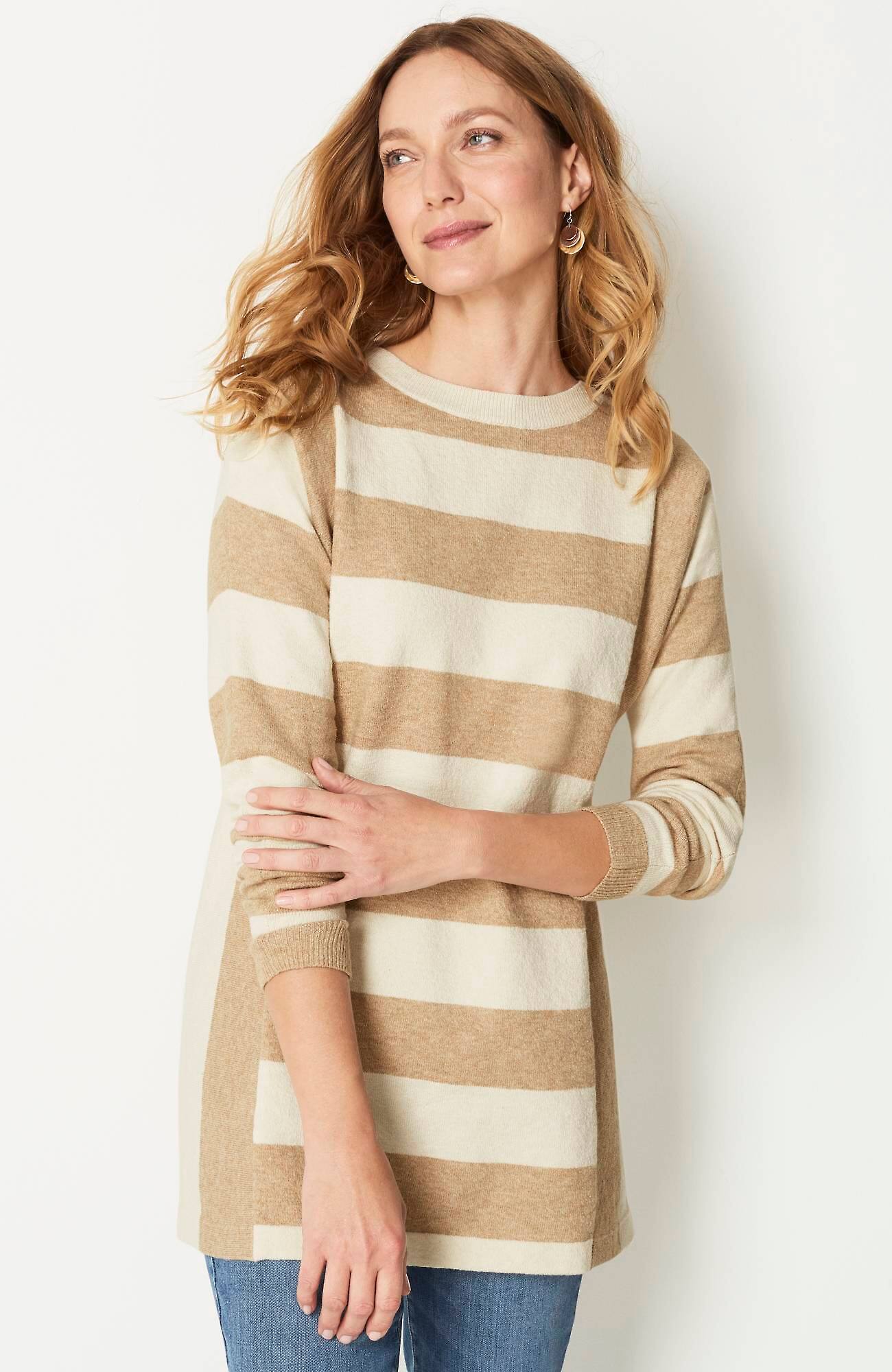 J.Jill Striped Boat-Neck Dolman Sweater Tunic