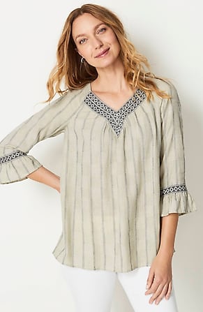 Image for Cotton & Rayon Bell-Sleeve Top