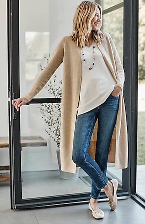 Image for Reversible Color-Block Long Cardi