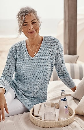 Image for Open-Stitch V-Neck Sweater