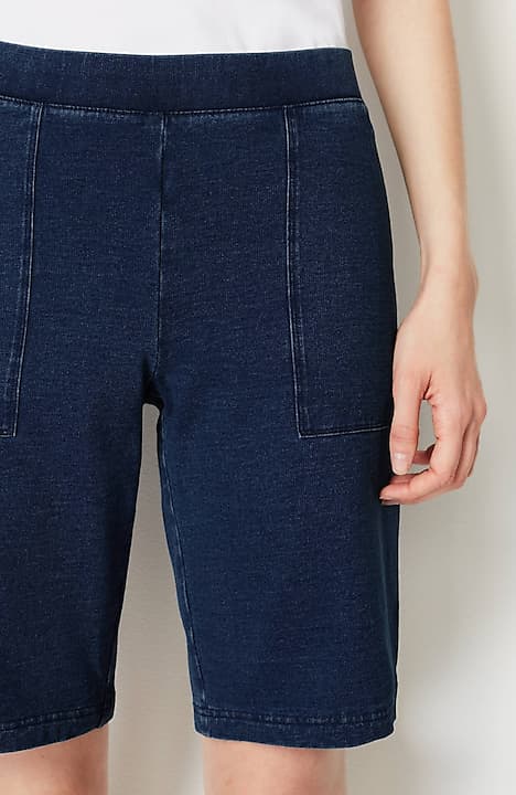 pure jill indigo knit jean shorts