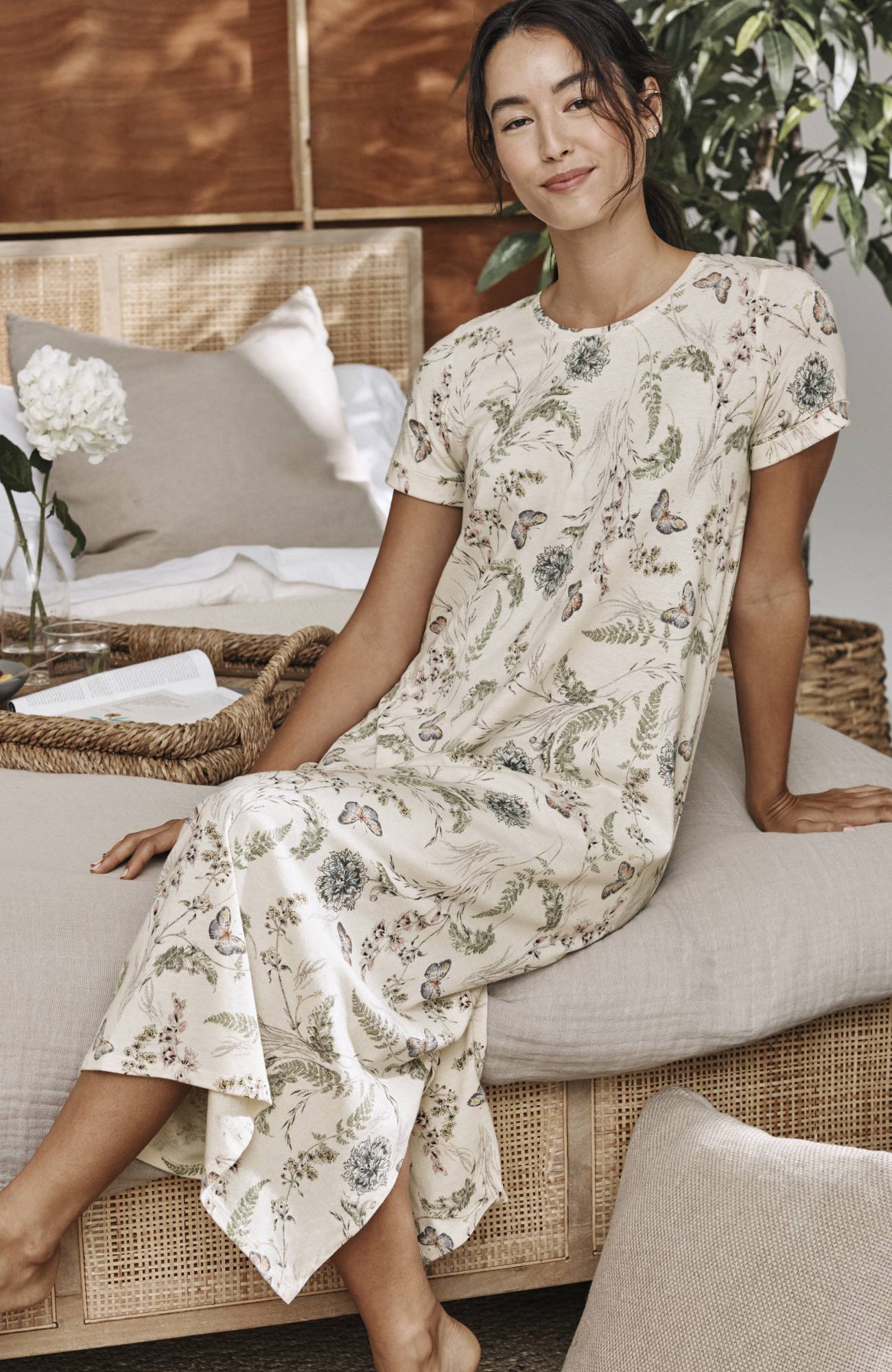 sleep ultrasoft pleat-back long gown