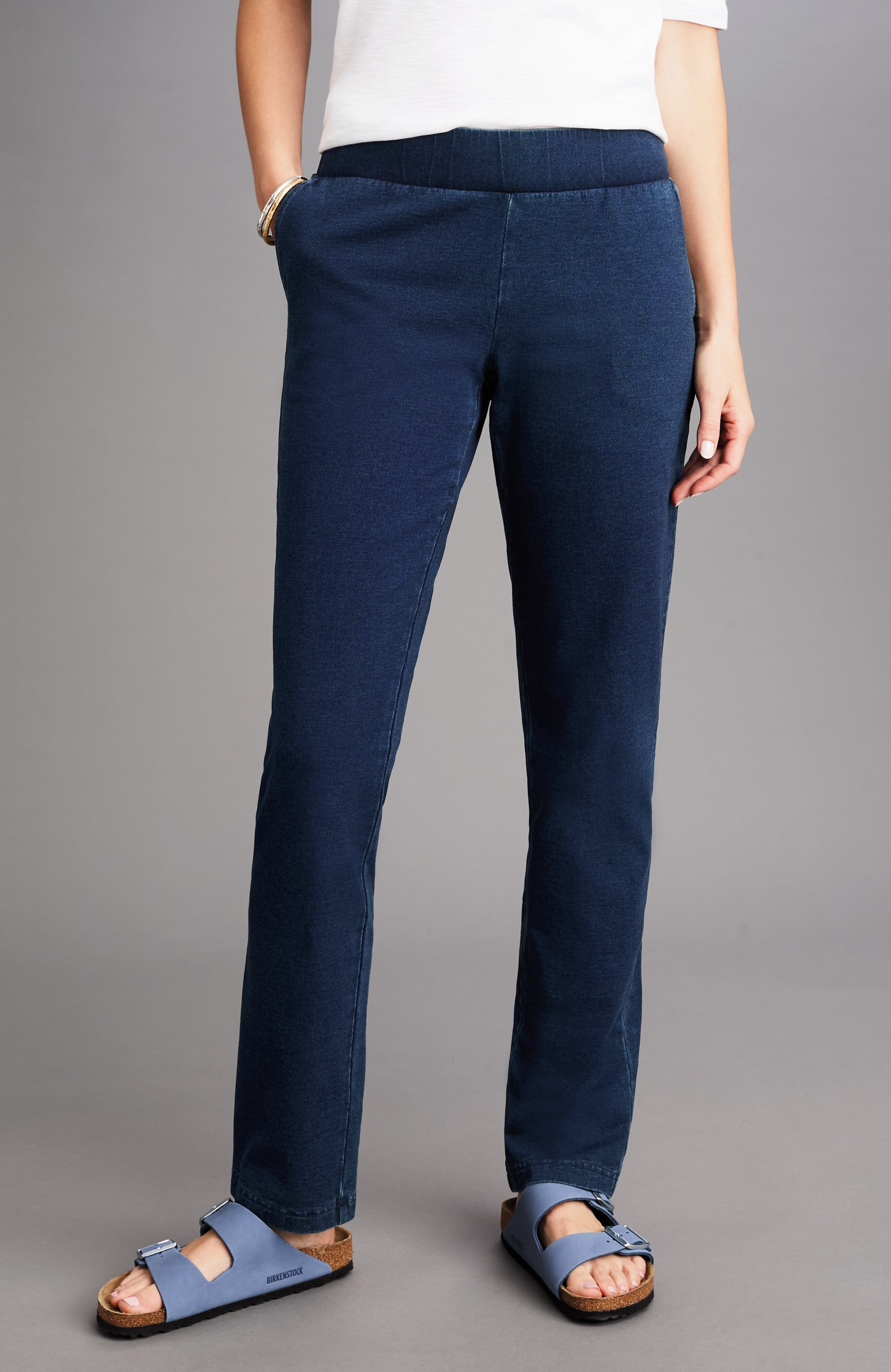 Pure Jill Slim-Leg Indigo Knit Jeans | JJill