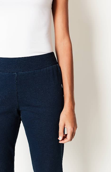 pure jill slim-leg indigo knit jeans