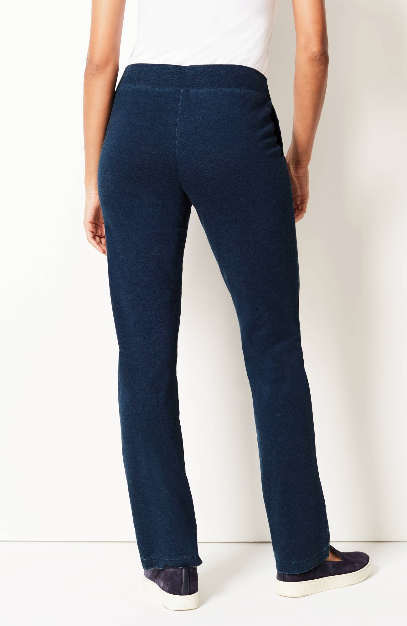 Pure Jill Indigo Knit Cropped Slim-Leg Jeans