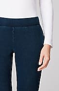 pure jill indigo knit cropped slim-leg jeans