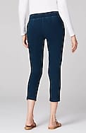 pure jill indigo knit cropped slim-leg jeans