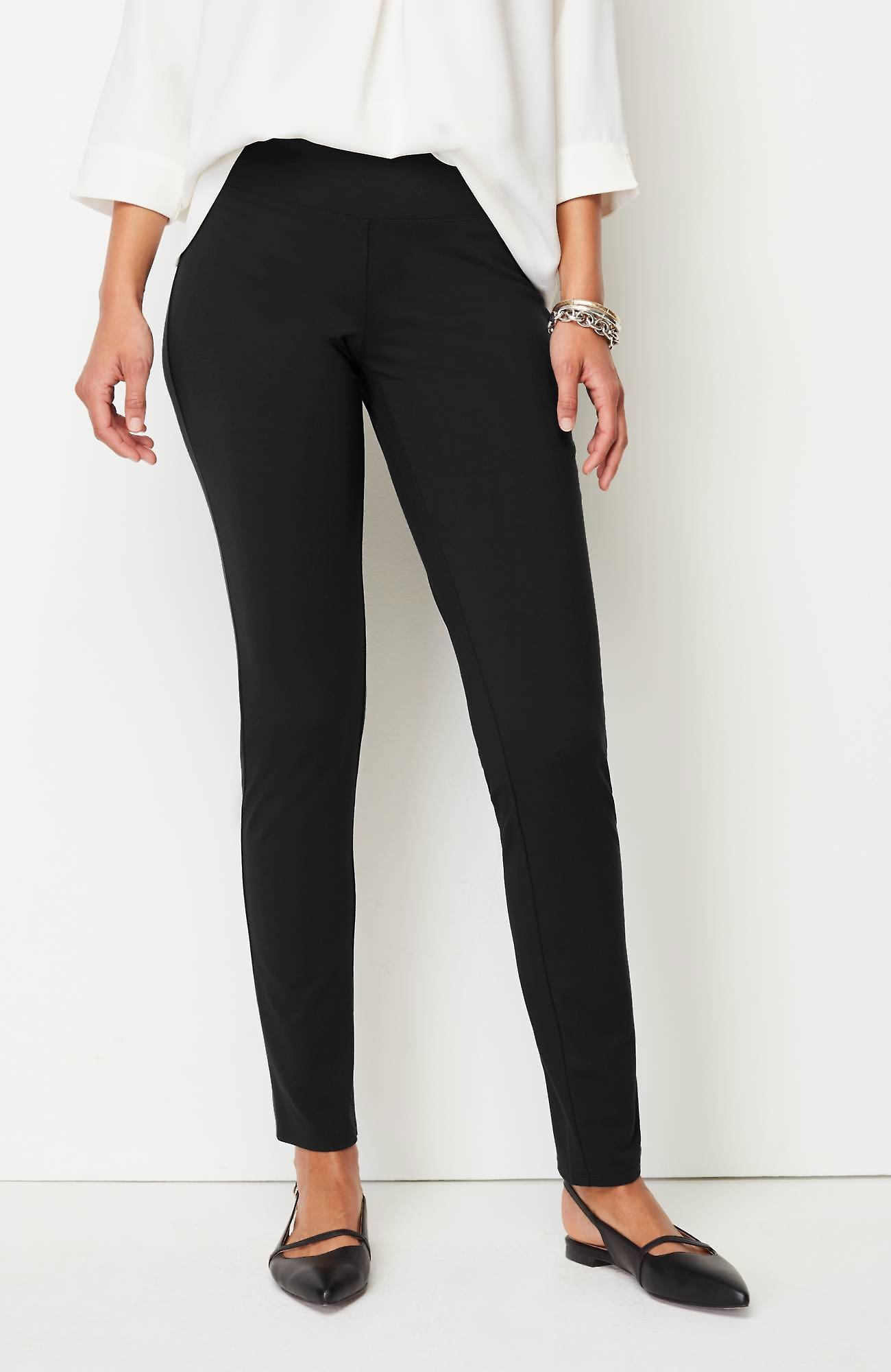Jjill J.jill Wearever Smooth-fit Slim-leg Pants In Black
