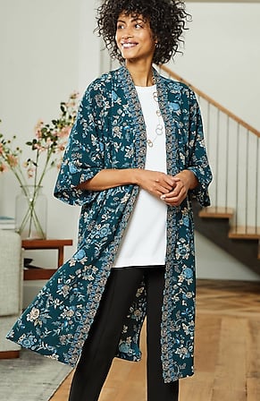 Image for Artful Vines Kimono-Sleeve Duster