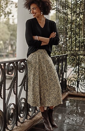 Image for Printed A-Line Midi Skirt