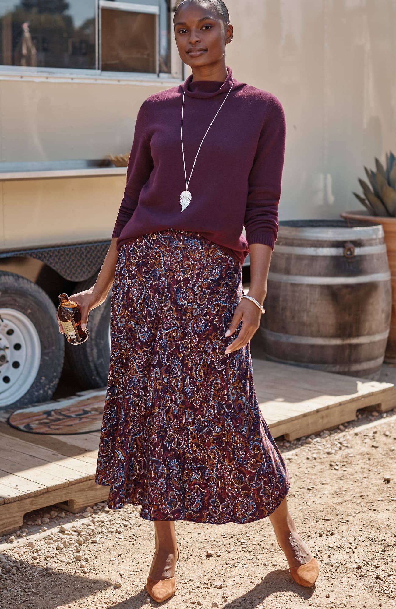 Jjill J.jill Printed A-line Midi Skirt In Multi