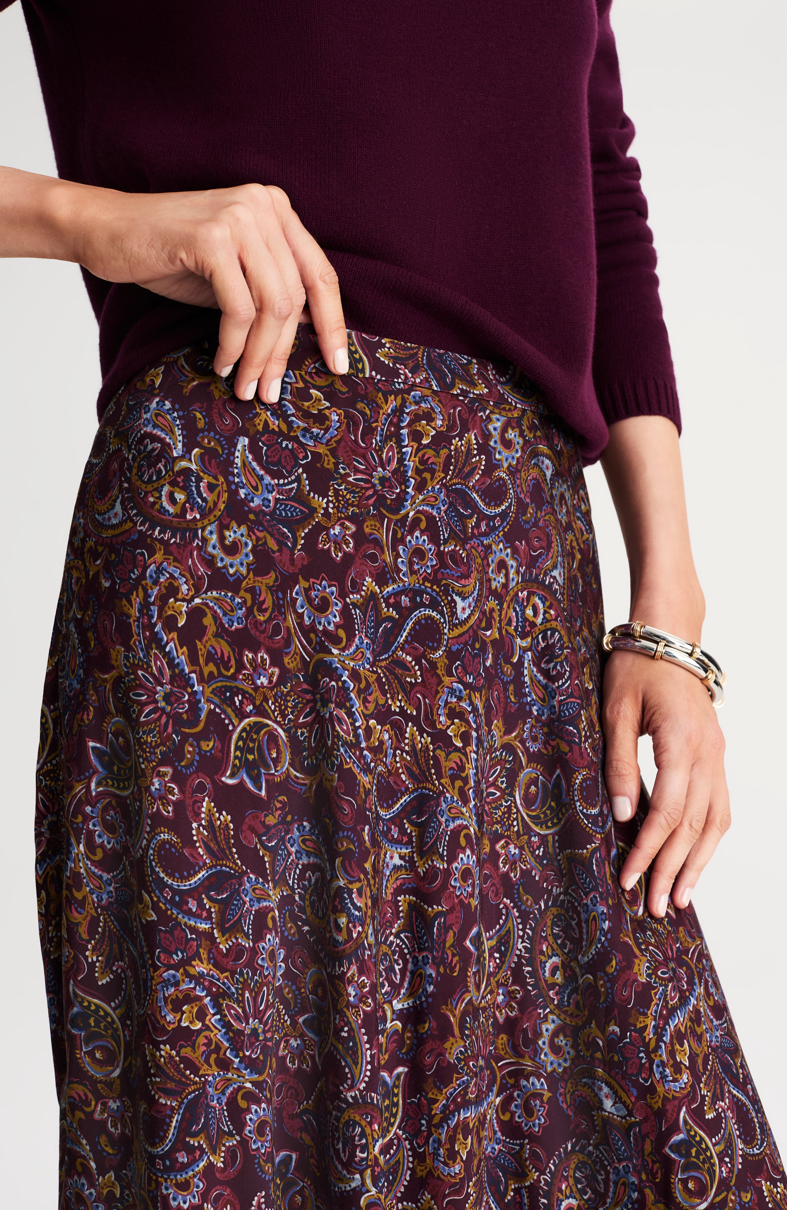 silky a-line midi skirt