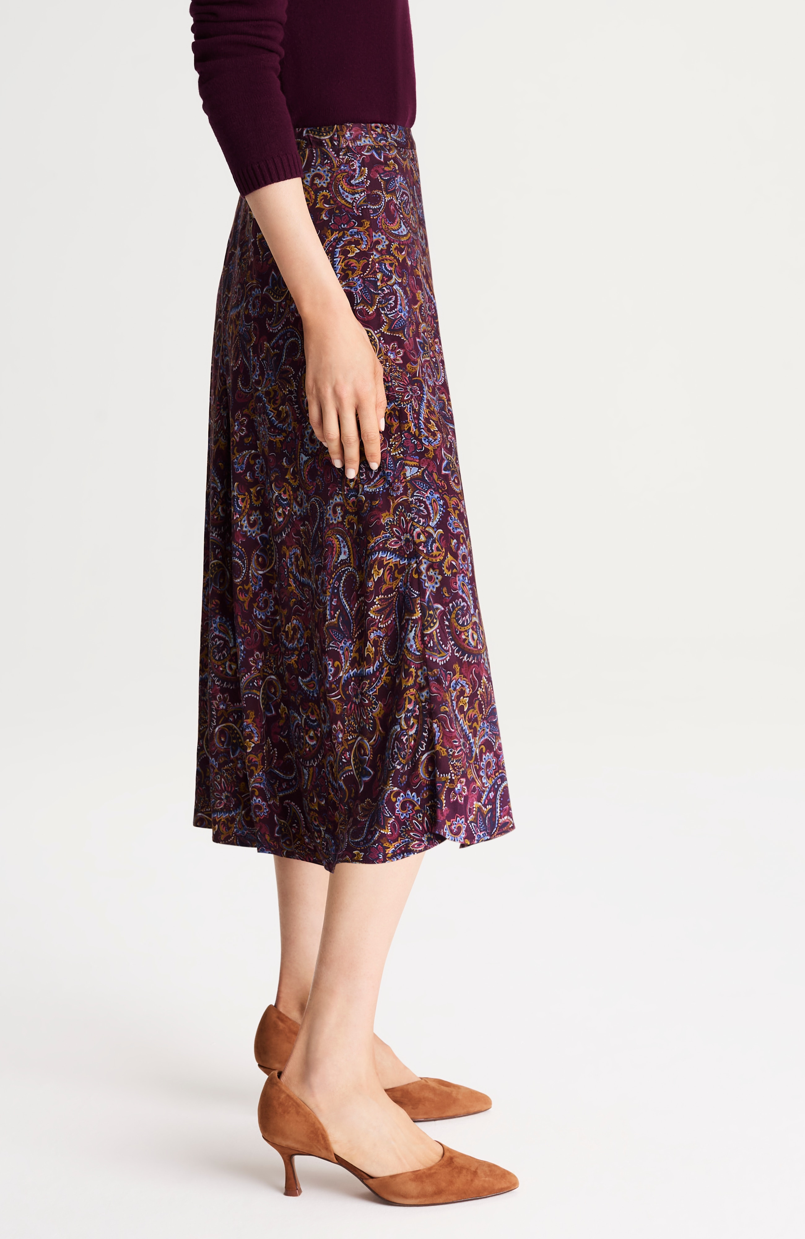 silky a-line midi skirt