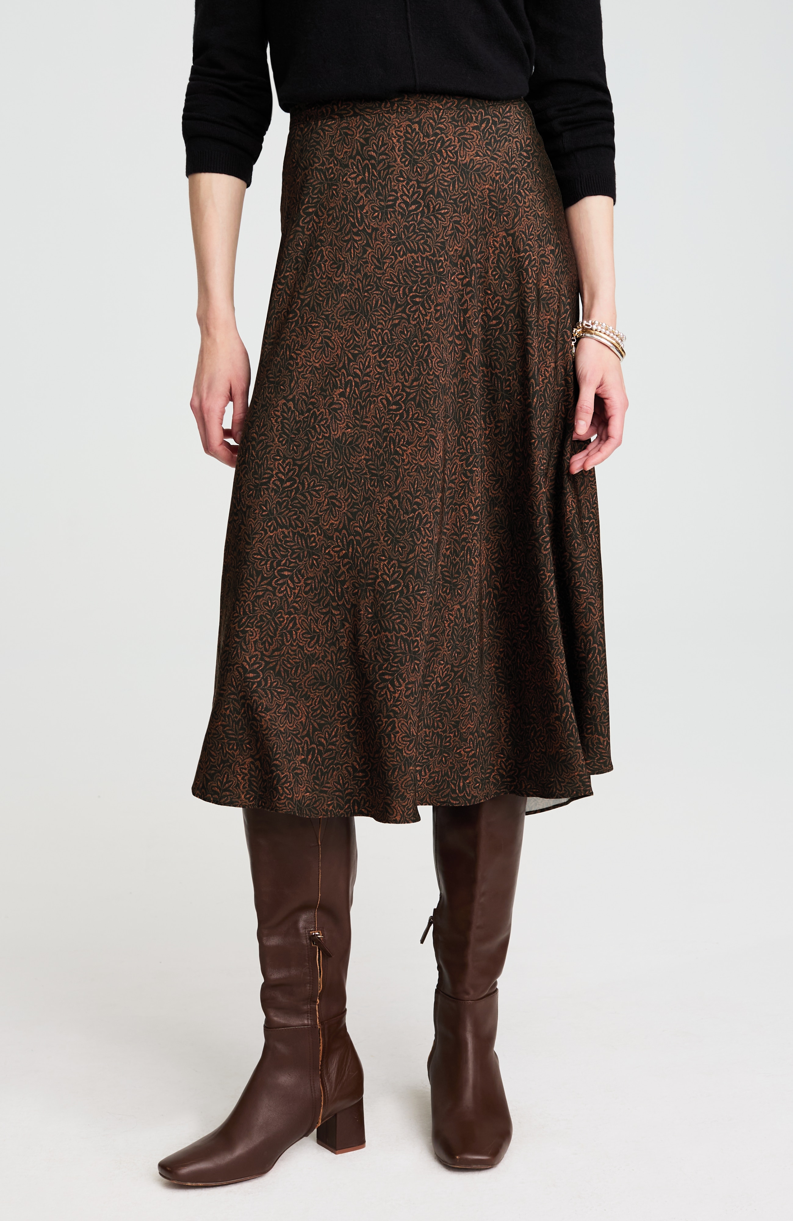 silky a-line midi skirt