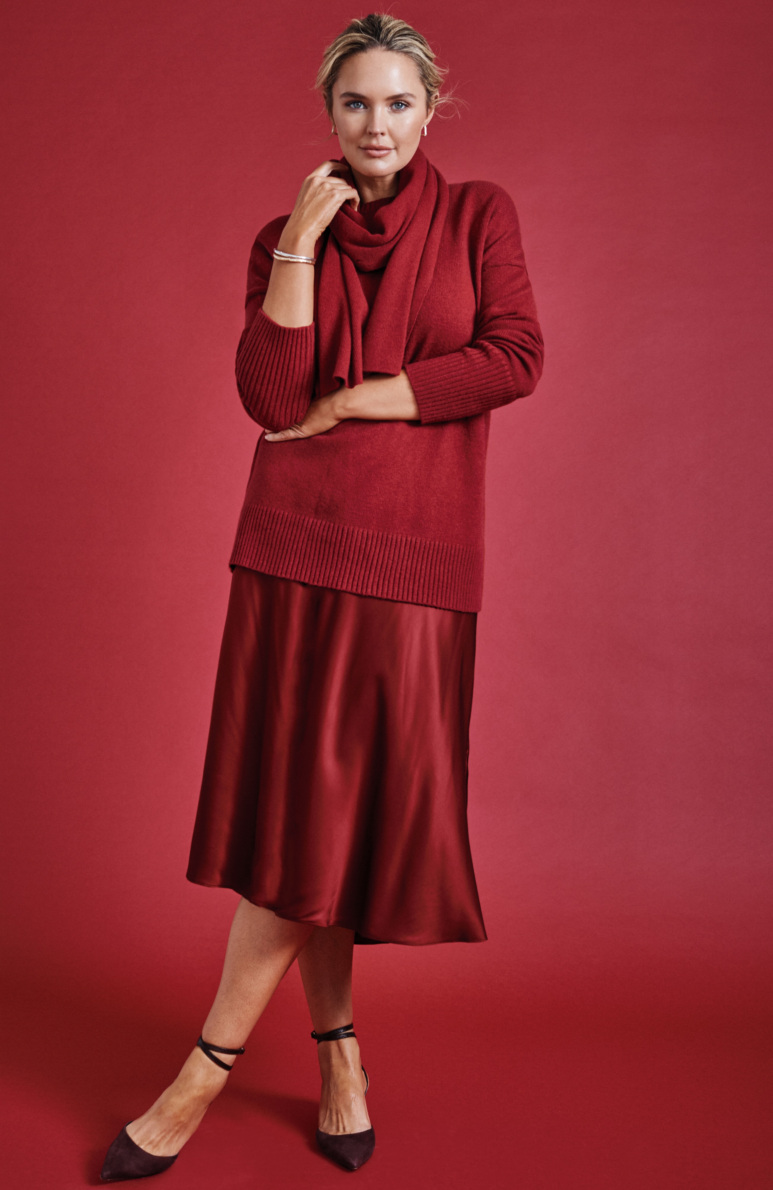 SILKY A-LINE MIDI SKIRT | JJill