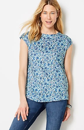 Image for Side-Button Cap-Sleeve Top