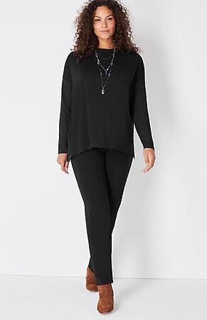 Image for Wearever Ribbed-Sleeve Dipped-Hemline Top
